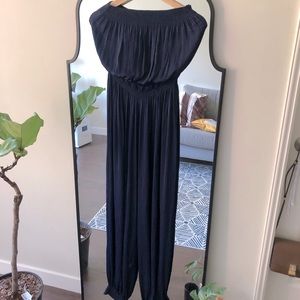 ZARA BLUE SILKY FLOWY JUMPSUIT